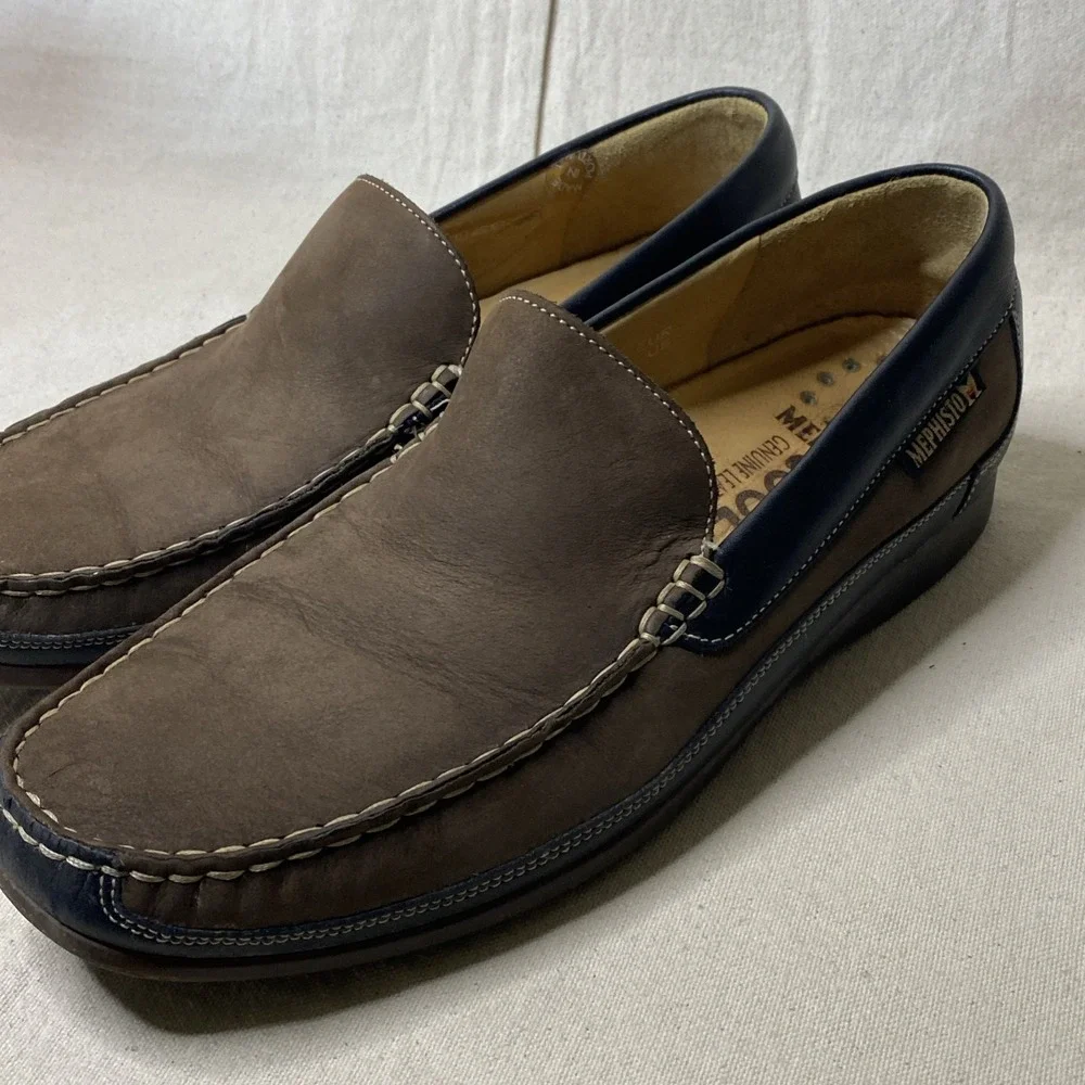 Mephisto Baduard Loafer Shoes Mens 7.5 Brown Nubuck Cool Air Comfort Moc Sip On